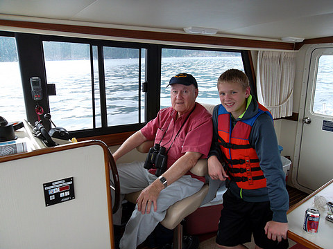 Grandpa and Connor at the Helm